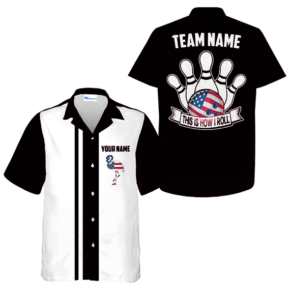 Custom US Bowling Team Outfit, Flamingo Bowling Team Hawaiian Shirt, Grey Bowling Shirt Gift For Bowling Team Members, Bowling Lover