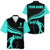 Custom Strike Bowling Basic Color Hawaiian Shirt, Green And Black Bowling Team Name Shirt, Custom Bowling Team Member Name Gift