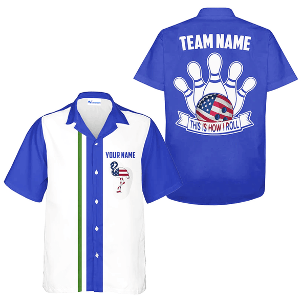 Custom US Bowling Team Outfit, Flamingo Bowling Team Hawaiian Shirt, Red Bowling Shirt Gift For Bowling Team Members, Bowling Lover