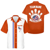 Custom US Bowling Team Outfit, Flamingo Bowling Team Hawaiian Shirt, Orange Bowling Shirt Gift For Bowling Team Members, Bowling Lover