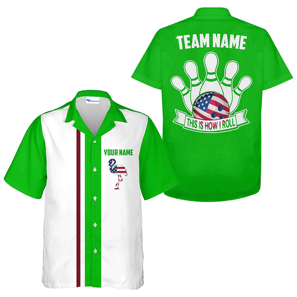 Custom US Bowling Team Outfit, Flamingo Bowling Team Hawaiian Shirt, Red Bowling Shirt Gift For Bowling Team Members, Bowling Lover