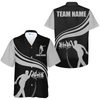 Custom Strike Bowling Basic Color Hawaiian Shirt, Grey And Black Bowling Team Name Shirt, Custom Bowling Team Member Name Gift