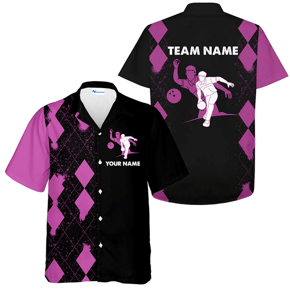 Personalized Multicolor Elegant Bowling Team Matching Shirt, Grey Bowling Team Name Hawaiian Shirt, Gift For Bowling Team Members, Bowling Lover