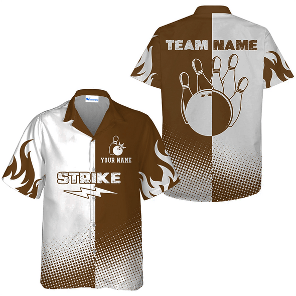 Personalized Strike Ball Bowling Team Hawaiian Shirt, Classic Black Bowling Shirt, Summer Christmas Gift For Bowling Team Member, Bowling Lover