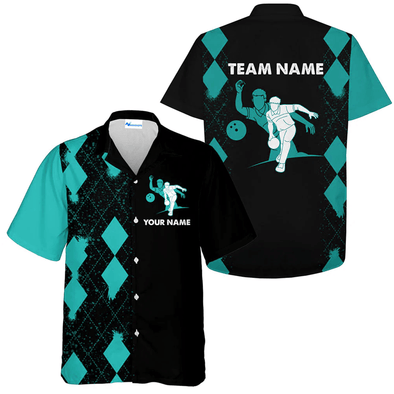 Personalized Multicolor Elegant Bowling Team Matching Shirt, Teal Bowling Team Name Hawaiian Shirt, Gift For Bowling Team Members, Bowling Lover