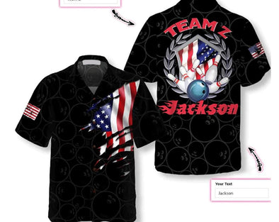 Bowling Team American Flag Personalized Hawaiian Shirt, Group Hawaii Shirt Summer Gifts, Gifts For Bachelor Party, Best Gifts for Men.