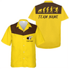 Personalized Bowling Team Funny Shirt, Yellow Bowling Evolution Hawaiian Shirt, Custom Team Name Shirt Gift For Bowling Team Members, Bowling Lover