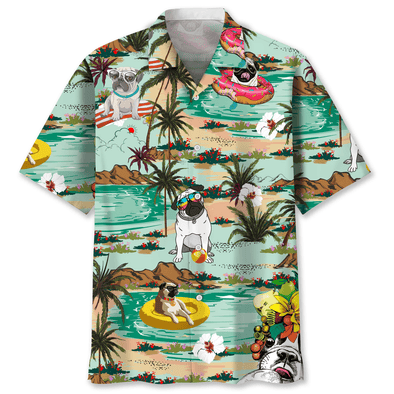 Pug Beach Hawaiian Shirt