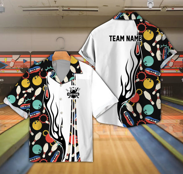 Custom Bowling Team Name Hawaiian Shirt, Vintage Classic Bowling Pattern Shirt, Custom Name Shirt Gift For Bowling Team Members