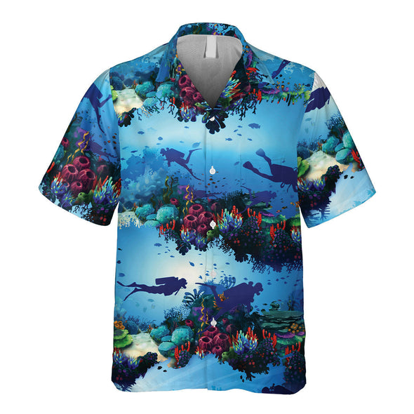 Scuba Diving Light Ocean Pocket Hawaiian Shirt