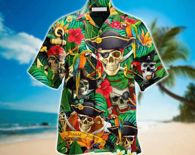 Pirate Skull Pirates Make Ledgends Hawaiian Shirt, Aloha Short Sleeve Button Down, Gift For Family, Hawaiian Set Gift, Funny Hawaiian Shirt.