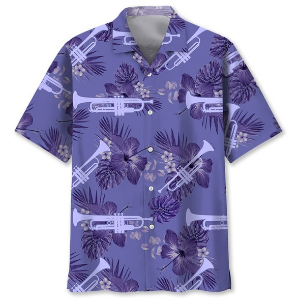 Trumpet Very Peri Tropical Hawaii Shirt