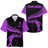 Custom Strike Bowling Basic Color Hawaiian Shirt, Pink And Black Bowling Team Name Shirt, Custom Bowling Team Member Name Gift