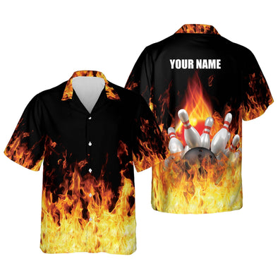 Button-Down Flame Personalized Name Hawaiian Shirt