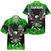 Custom Eagle Bowling Team Teal Fire Shirt, US Flag Pattern Bowling Team Hawaiian Shirt, Custom Bowling Team Name Outfit, Gift For Bowling Team