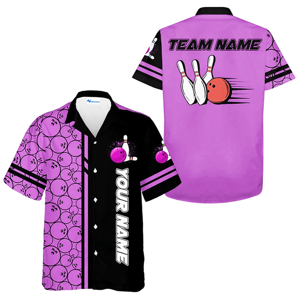 Personalized Bowling Balls Pink Pattern Hawaiian Shirt, Bowling Team Matching Outfits, Christmas Gift For Bowling Team Members, Bowling Lovers