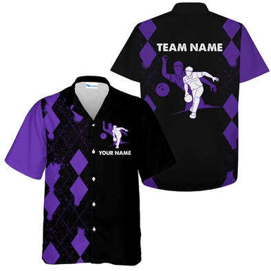 Personalized Multicolor Elegant Bowling Team Matching Shirt, Purple Bowling Team Name Hawaiian Shirt, Gift For Bowling Team Members, Bowling Lover