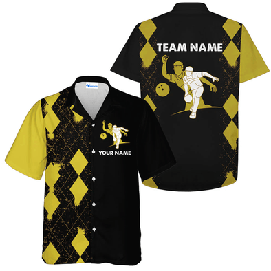 Personalized Multicolor Elegant Bowling Team Matching Shirt, Yellow Bowling Team Name Hawaiian Shirt, Gift For Bowling Team Members, Bowling Lover