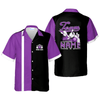 Custom Team Name Bowling Hawaiian Shirt, Black Purple Bowling Team Matching Shirt, Star Bowling Shirt Gift For Bowling Lover