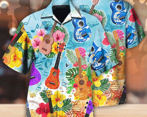 Guitar Tropical Hawaii Ukulele - Hawaiian Shirt, Aloha Tropical Hawaii Shirt, Gift For Family, Hawaiian Set Gift, Funny Hawaiian Shirt.