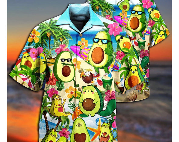 Avocado Chilling By The Beach Hawaiian Shirt, Tropical Beach Shirt Button Down Shirt , Gift For Family, Hawaiian Set Gift,Hawaii Shirt Party