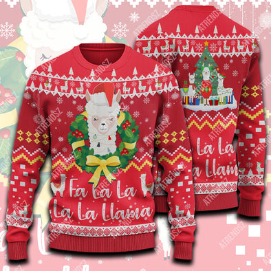 ATRENDSZ Ugly Christmas Sweater LLAMA all over print